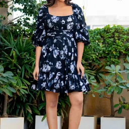 HOUSE OF JAMOTI Flowy Floral Black Dress-image-60