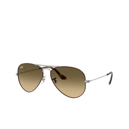 Ray-Ban Unisex Aviator Sunglasses with UV Protected Lens 8056262302255-Brown-46