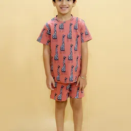 The Mom Store Kids Printed Pure Cotton T-shirt With Shorts-image-53