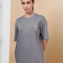 CULT Women Typography Printed Bio Finish Applique T-shirt-image-30