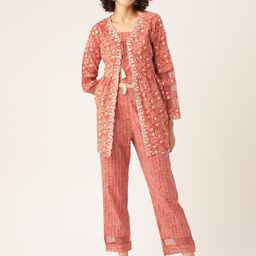 MISRI Women Printed Cotton Top with Trousers & Shrug-picture-20