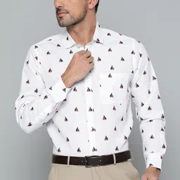 DENNISON Men White Conversational Printed Smart Slim Fit Formal Shirt-image-36