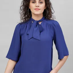Gipsy Women Blue Solid Top-picture-33