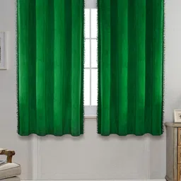 STITCHNEST Green Black Out Velvet Window Curtain-image-80