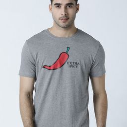 Huetrap Men Grey & Red Printed Round Neck T-shirt-2