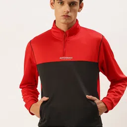 Flying Machine Men Red & Black Colourblocked Sweatshirt-image-82