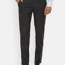 Louis Philippe Men Grey Slim Fit Self Design Formal Trousers-image-92