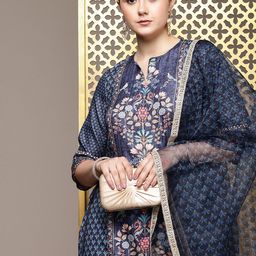 House of Pataudi Floral Printed Regular Jashn Kurta with Palazzos & Dupatta image 5