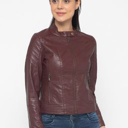 Gipsy Women Red Solid Biker Jacket-image-113