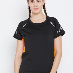 Camey Women Black Solid Round Neck T-shirt-image-13