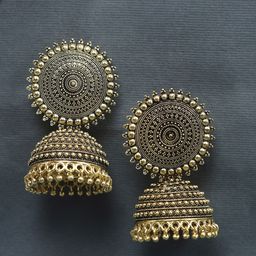 Zoey Gold-Plated Beaded Dome Shaped Jhumkas-39