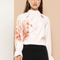 her by invictus Floral Print Back Tie-Up Cut-Out Top-image-49