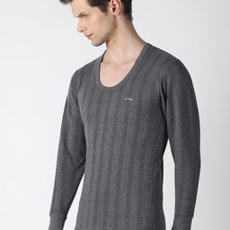Dollar Ultra Men Grey Striped Thermal T-shirt-image-29