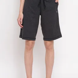 Enamor E044 Mid-Rise Stretch Cotton City Shorts for Women with Zipper Pockets-image-69