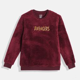 Kook N Keech Marvel Teens Boys Maroon Solid Avengers Round Neck Sweatshirt-image-23