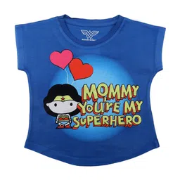 Wonder Woman Girls Blue Printed Top-image-84