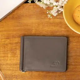 BROWN BEAR Men Grey Solid Leather Money Clip-image-42