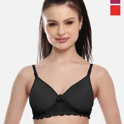 FIMS Pack Of 3 Red & Purple Lightly Padded Bra-picture-44