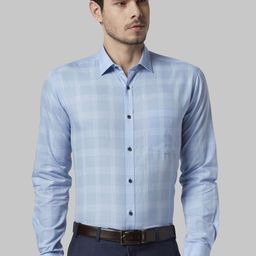 Park Avenue Men Blue Slim Fit Checked Formal Shirt-image-12