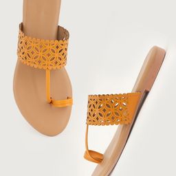 Anouk Women Open Toe Flats with Laser Cuts-42