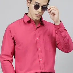 English Navy Standard Slim Fit Cotton Formal Shirt-image-51