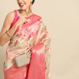 Silk Land Kalamkari Zari Art Silk Chanderi Saree-35
