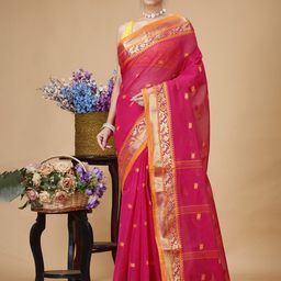 SLAGHA Woven Design Zari Pure Cotton Taant Saree-image-54