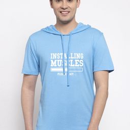 Friskers Men Blue Printed Hood T-shirt-image-33