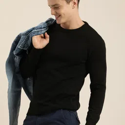 HERE&NOW Solid Round Neck Long Sleeves Pullover-image-39