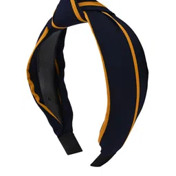 BuckleUp Women Black & Yellow Striped Knot Detailed Hairband-image-59