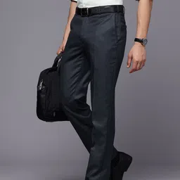 Raymond Men Textured Slim Fit Formal Trousers-image-37