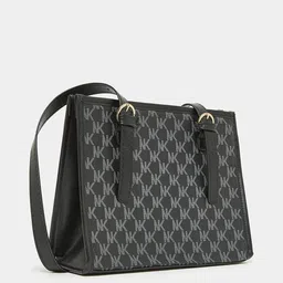 Styli Black Printed Structured Shoulder Bag-23