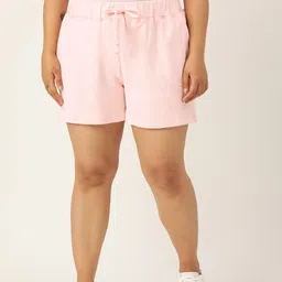 Rute Women Plus Size Pink Solid Slim Fit Regular Shorts-image-16