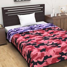 Divine Casa Pink & Pink Abstract AC Room 110 GSM Reversible Single Bed Dohar-image-90