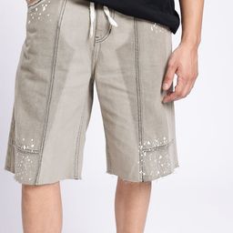 glitchez Men Cool Sprinkle Panelling Raw Edges Loose Fit Jorts-image-9