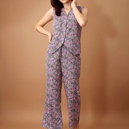 Fashfun Floral Printed Top With Trousers-87