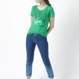Huetrap Women Green Printed Round Neck T-shirt-image-25