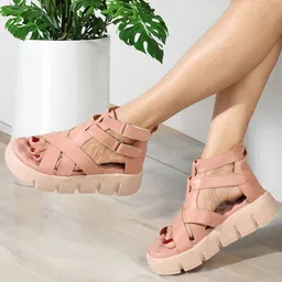 Denill Open Toe Gladiator Cross Straps Flats-image-58
