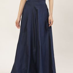 Studio Shringaar Navy Blue Flared Maxi Skirt-image-40