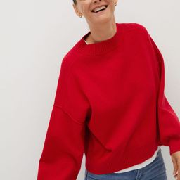 MANGO Women Red Solid Oversize Pullover Sweater-image-20