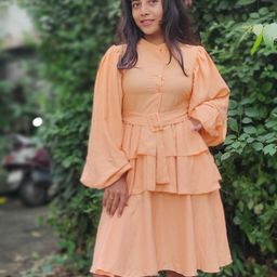 Tokyo Talkies Women Attractive Peach Solid Dress-image-49