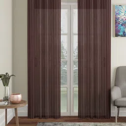 HOSTA HOMES Brown Set of 2 Striped Door Curtain-32