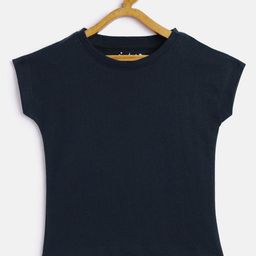 METRO KIDS COMPANY Navy Blue Extended Sleeves Pure Cotton Crop Top-image-90