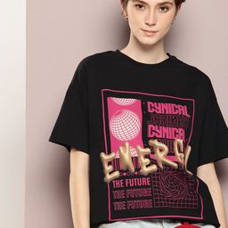 Kook N Keech Typography Printed Drop-Shoulder Sleeves Oversized T-shirt-image-76