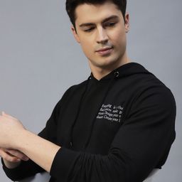 Rigo Men Black Printed Hooded Cotton Sweatshirt-picture-6
