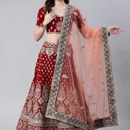 flaher Embroidered Beads & Stones Net Dupatta-19