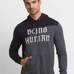 Being Human Men Black Printed Hooded Sweatshirt-picture-48