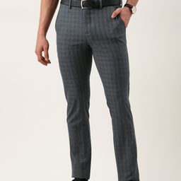 Peter England Men Neo Slim Fit Checked Trousers-picture-11