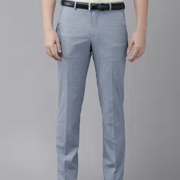 Van Heusen Men Checked Slim Fit Formal Trousers-image-81