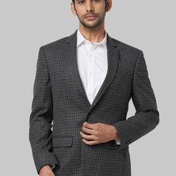 Park Avenue Men Black Checked Single-Breasted Formal Blazer-image-70